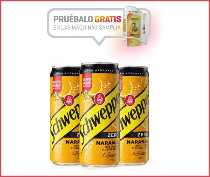 Try Schweppes for free in Samplia machines